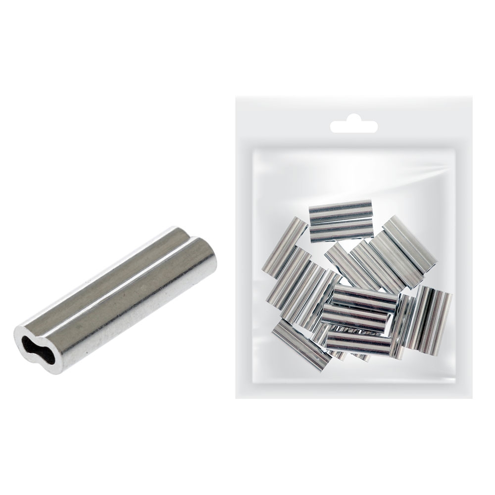 ManTackle Aluminium Double Barrel Crimp Sleeves 1.5mm 100-200lb Qty 20