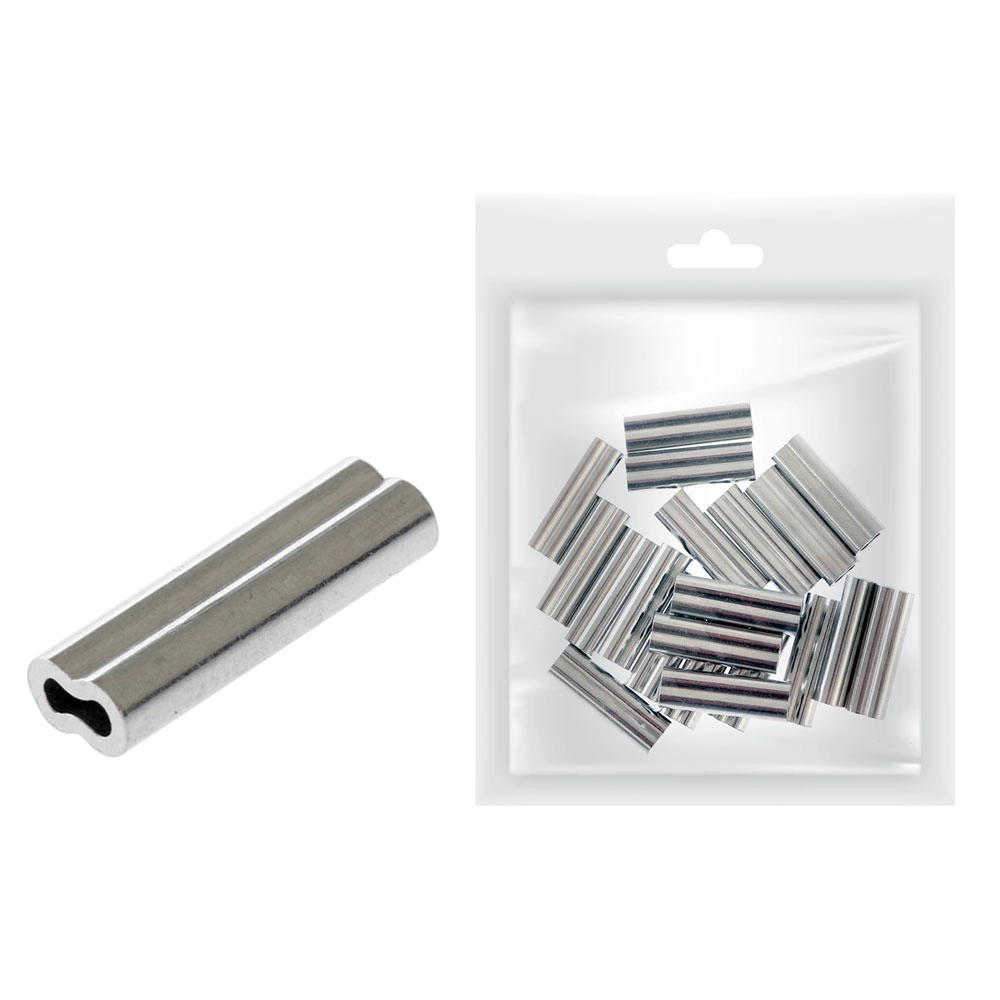 ManTackle Aluminium Double Barrel Crimp Sleeves 1.5mm 100-200lb Qty 20 ManTackle Aluminium Double Barrel Crimp Sleeves 1.5mm 100-200lb Qty 20