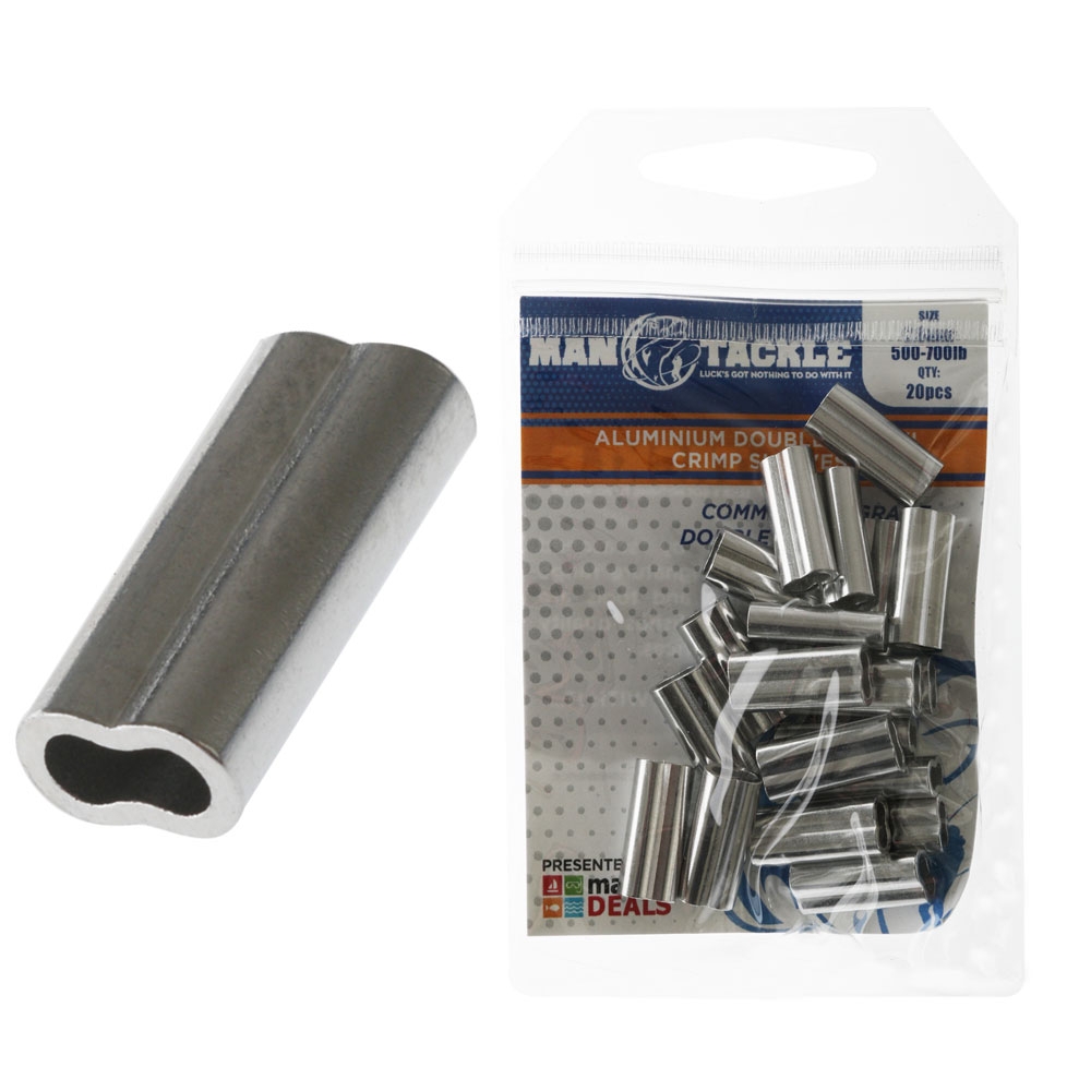 ManTackle Aluminium Double Barrel Crimp Sleeves 2.8mm 500-700lb Qty 20