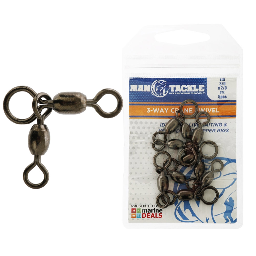 ManTackle 3-Way Crane Swivel Qty 5 3/0 x 2/0