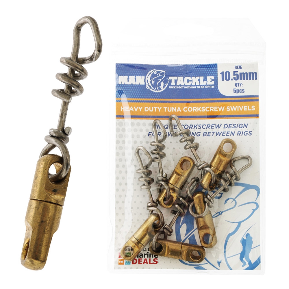 ManTackle Heavy Duty Tuna Corkscrew Swivels 10.5mm Qty 5