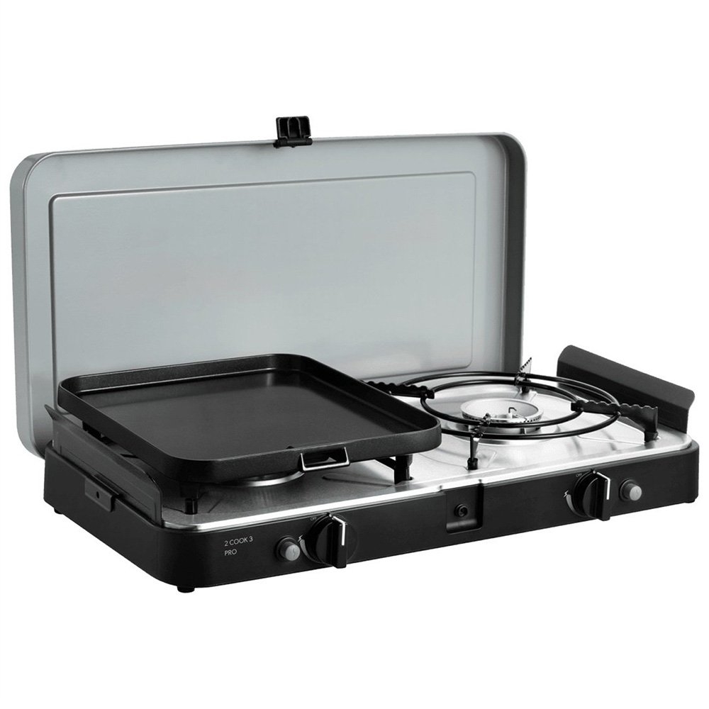 Dometic 2 Cook 3 Pro Deluxe 2 Burner Gas Stove with Hot and Grill Plates