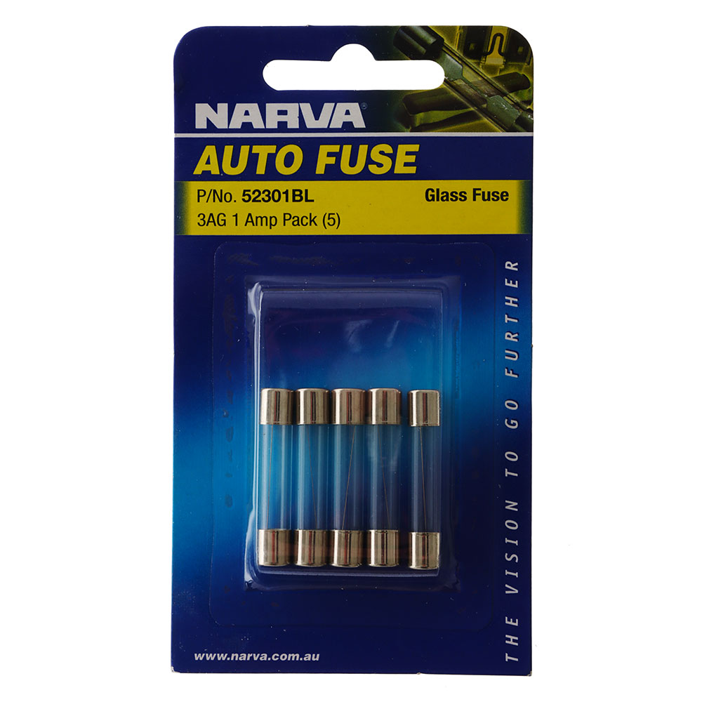NARVA Glass Fuse 3AG 1A Qty 5