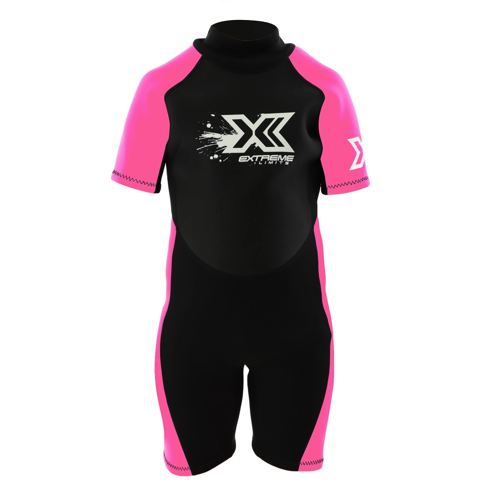 Extreme Limits Reef Kids Springsuit Wetsuit 2.5mm Black/Pink 8 Extreme Limits Reef Kids Springsuit Wetsuit 2.5mm Black/Pink 8