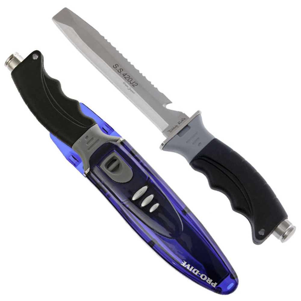 Pro-Dive Buddy Chisel Tip Paua Knife Blue 13.6cm