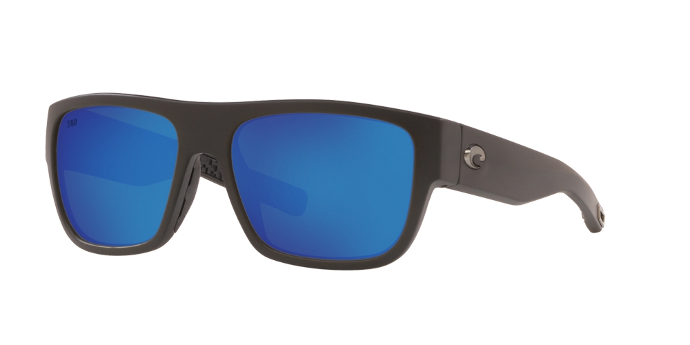 Costa Sampan Blue Mirror 580G Polarized Sunglasses Matte Black