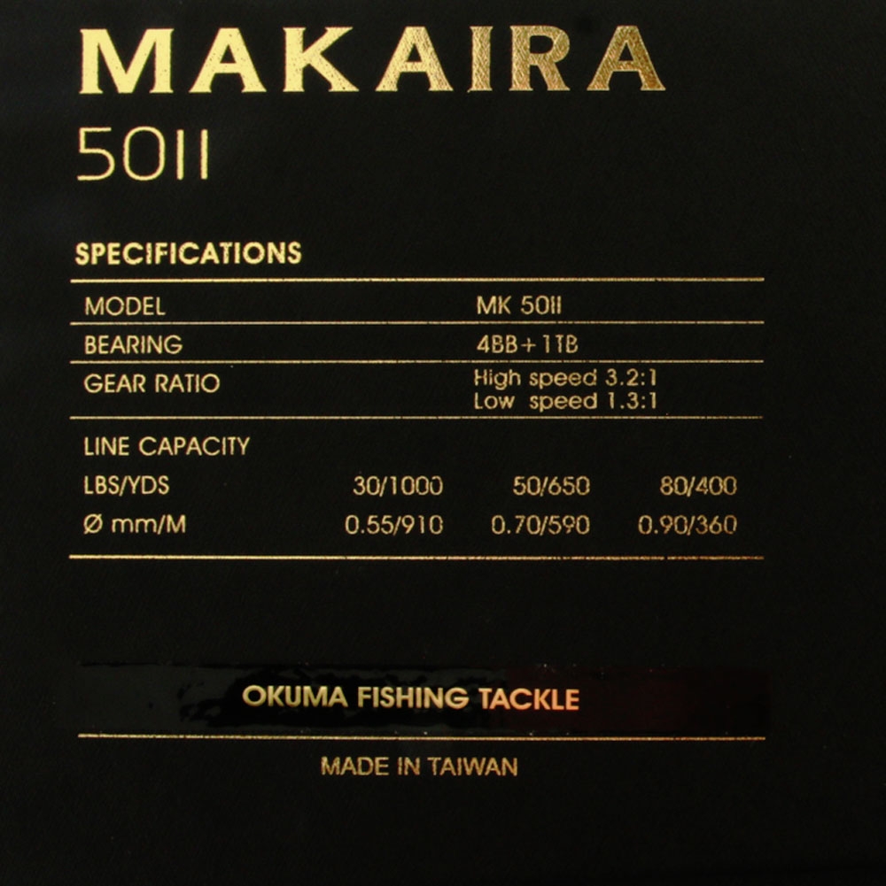 Okuma Makaira 50 2-Speed Open Top Reel Gold