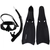 Mirage Barracuda Adult Dive Mask Snorkel and Fins Set Black M US7-8