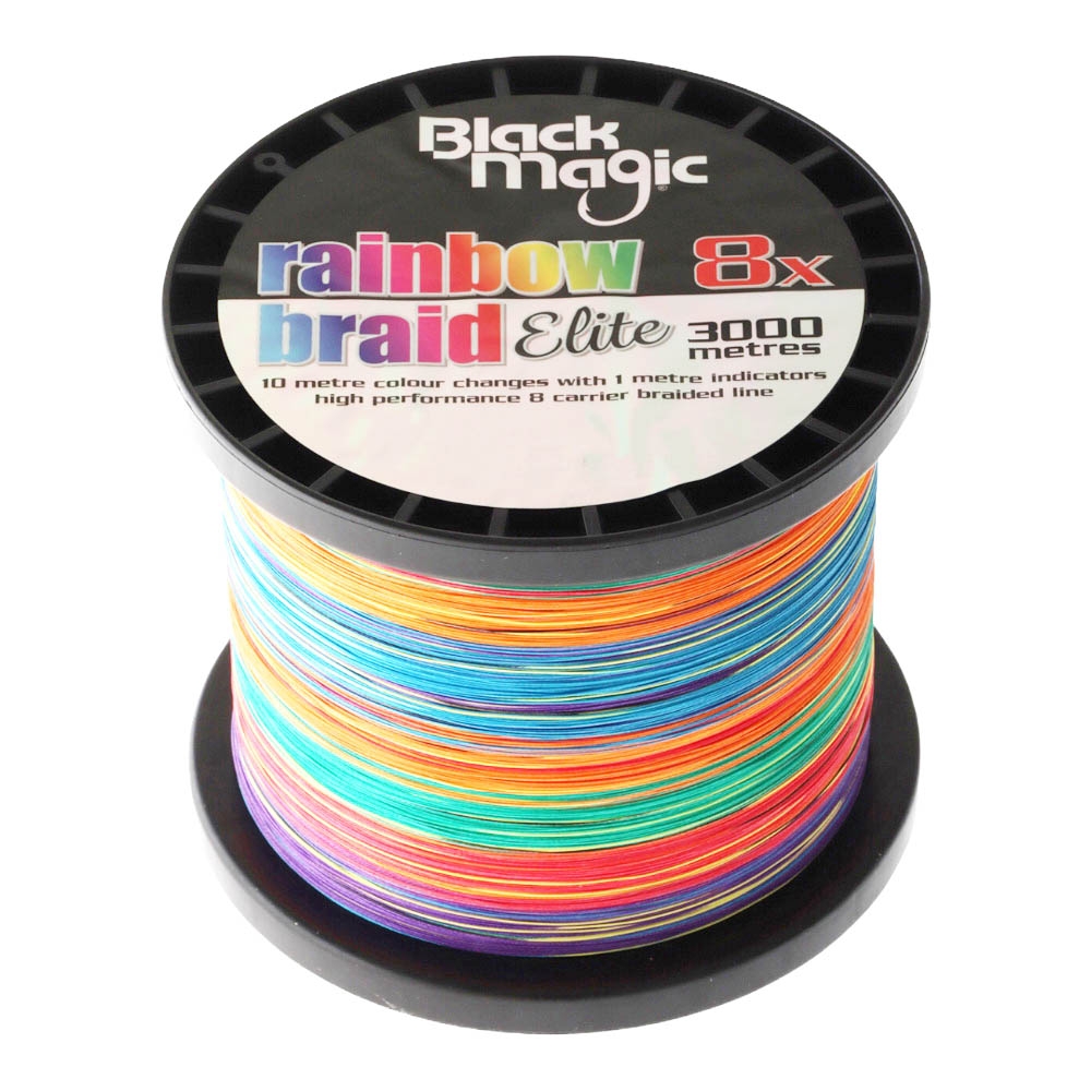 Black Magic Rainbow Elite 8X Multi-Colour Braid Bulk Spool 3000m 30lb