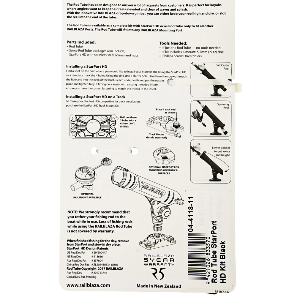 RAILBLAZA Rod Tube and StarPort HD Kit Black RAILBLAZA Rod Tube and StarPort HD Kit Black