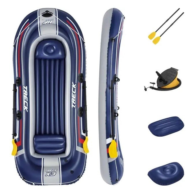 Hydro-Force Treck X3 3 Person Inflatable Boat with Oars and Pump