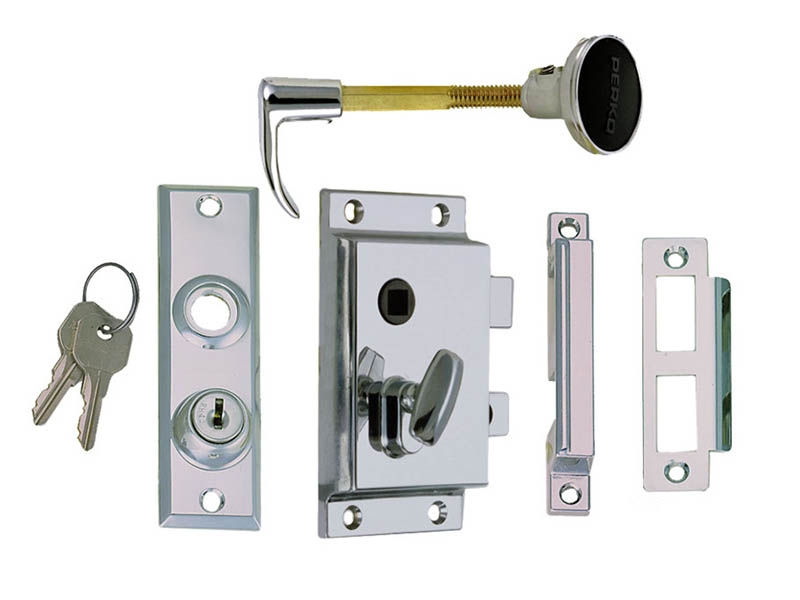 Perko Regular Bevel Rim Lock Set with Box Strike