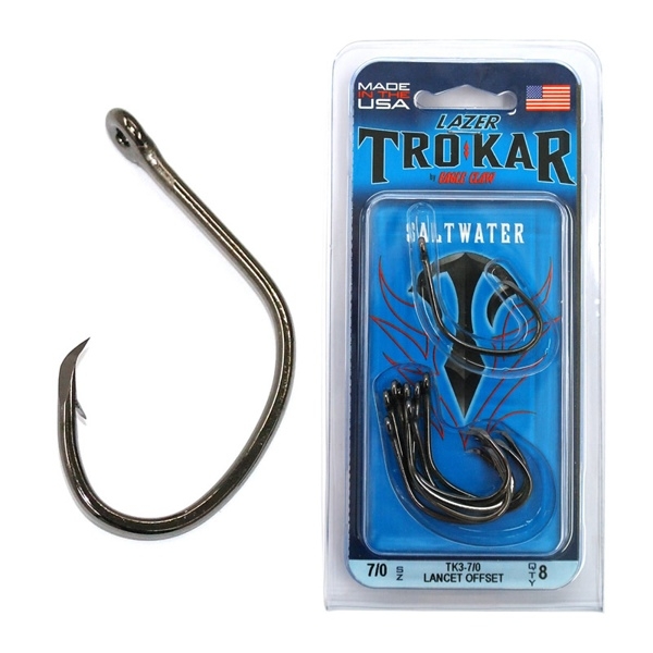 TroKar TK3 Offset Lancet Circle Hooks 7/0 Qty 8