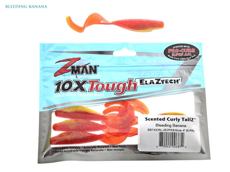 Z-Man Scented Curly TailZ Soft Bait 10cm Qty 5 Bleeding Banana