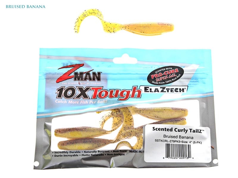 Z-Man Scented Curly TailZ Soft Bait 10cm Qty 5 Bruised Banana