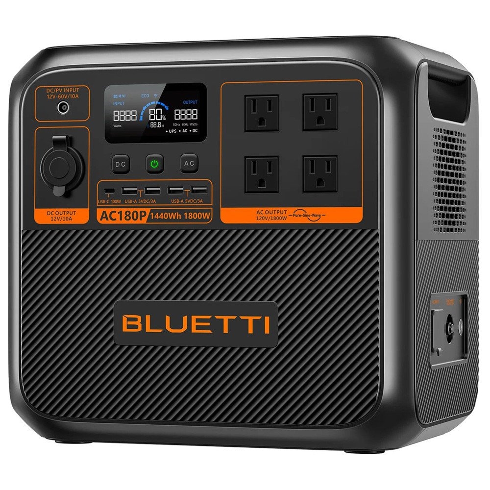 BLUETTI AC180P Portable Solar Power Station 1800W Inverter 1440Wh LiFePO4