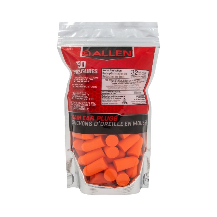 Allen Ear Plugsorange Foam 50 Pair Per Bag