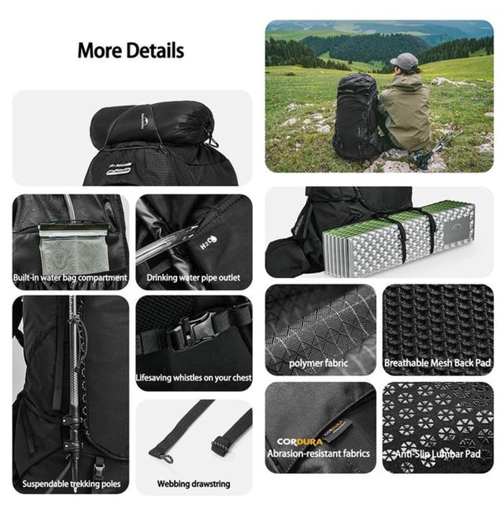 Naturehike Helium Series 70L Large Hiking Backpack