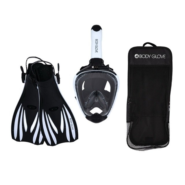Body Glove Breathe Free Full Face Adult Snorkeling Mask with Fins