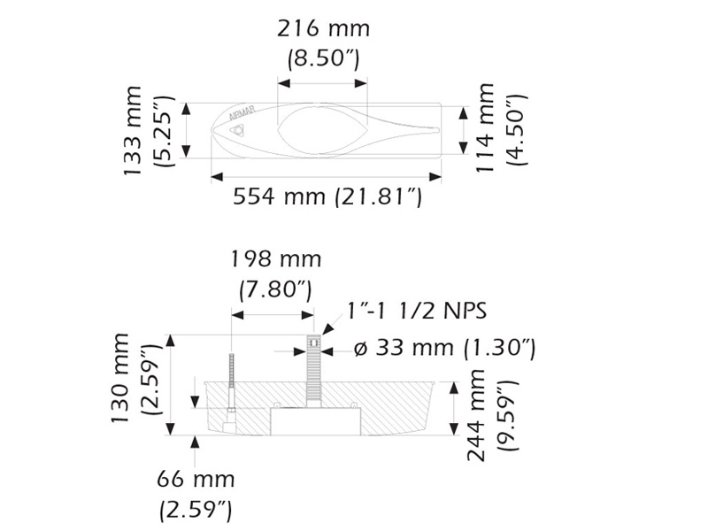 Airmar XSONIC B275LH-W CHIRP Wide-Beam Thru-Hull Transducer