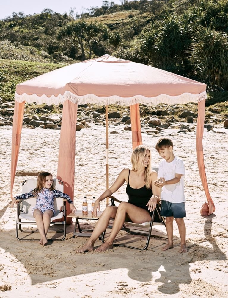 OZtrail Low Rise Folding Beach Chair White Sand