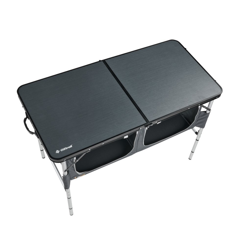 OZtrail Classic Foldable Camping Outdoor Table with Storage Black