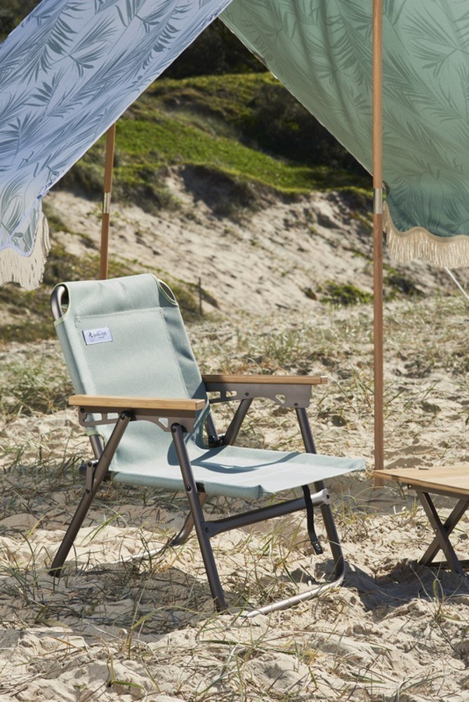 OZtrail High Back Folding Beach Chair White/Green