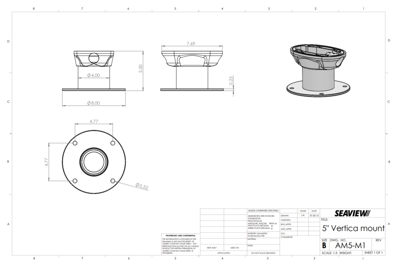 Seaview AM5M1 Vertical Modular Satellite TV and Communication Mount 12cm