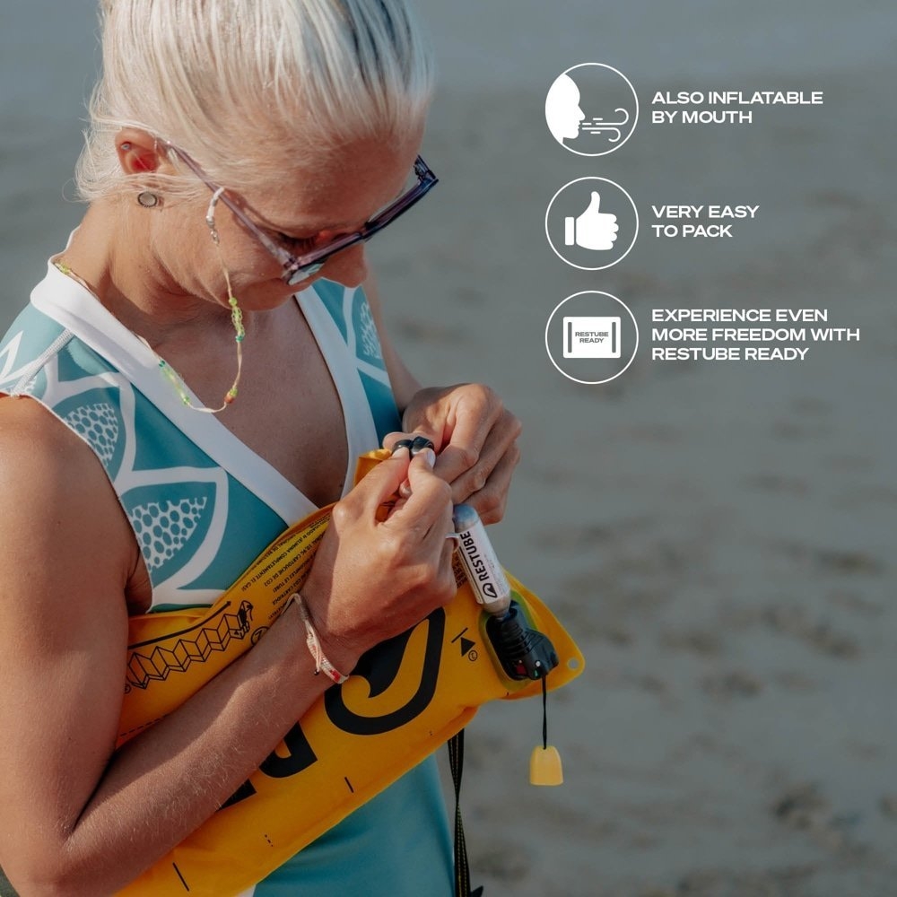 Restube Beach Inflatable Waistbelt Safety Buoy 50N Marine Blue