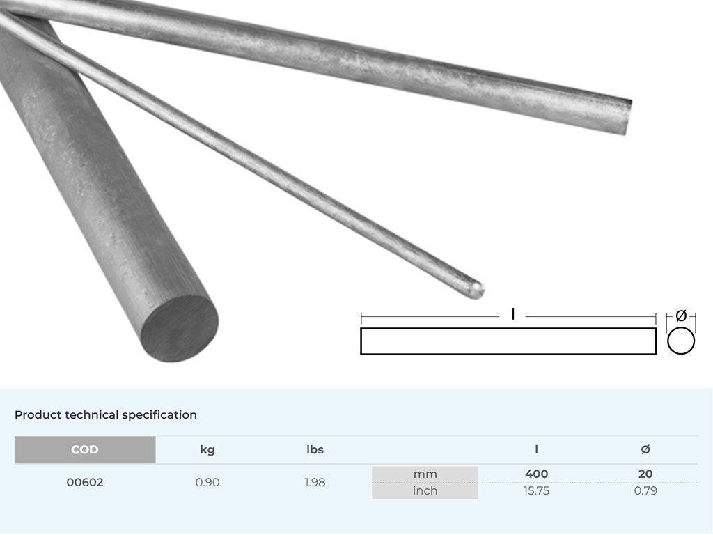 Tecnoseal Zinc Anode Rods 20 Diameter 400mm