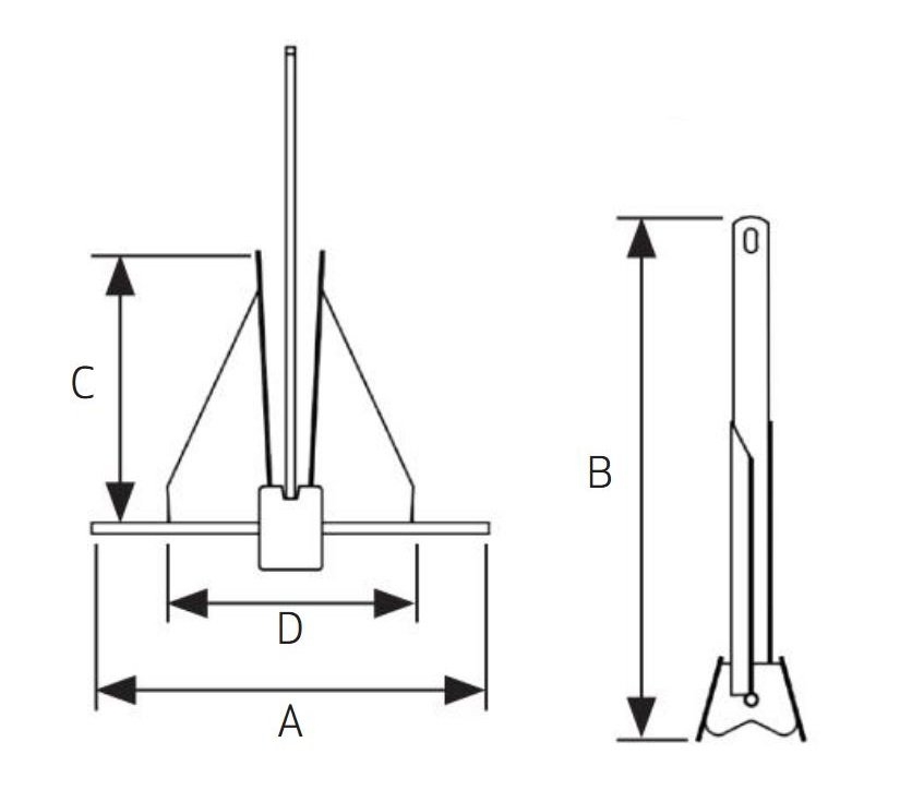 SeaSense Galvanised Fluke Anchor 16lb for 20 to 25ft Boats