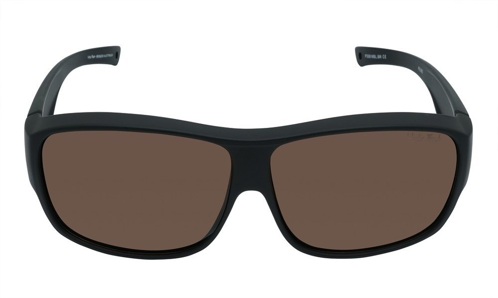 Ugly Fish P308 Polarised Fit Over Sunglasses Matte Black Frame/Brown Lens Larger Fit