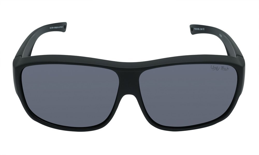 Ugly Fish P308 Polarised Fit Over Sunglasses Matte Black Frame/Smoke Lens Larger Fit