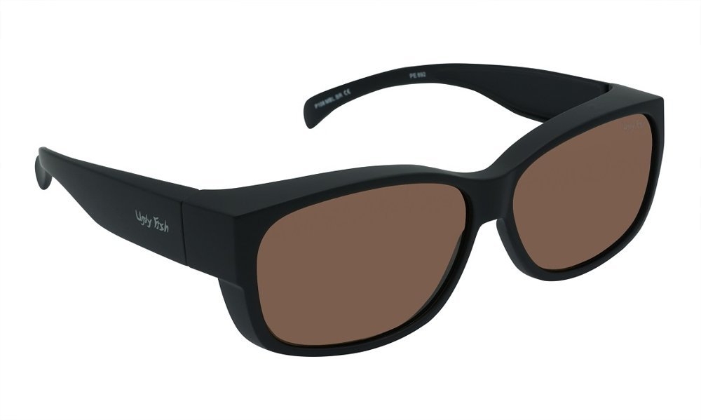 Ugly Fish P108 Polarised Fit Over Sunglasses Matte Black Frame/Brown Lens Smaller Fit