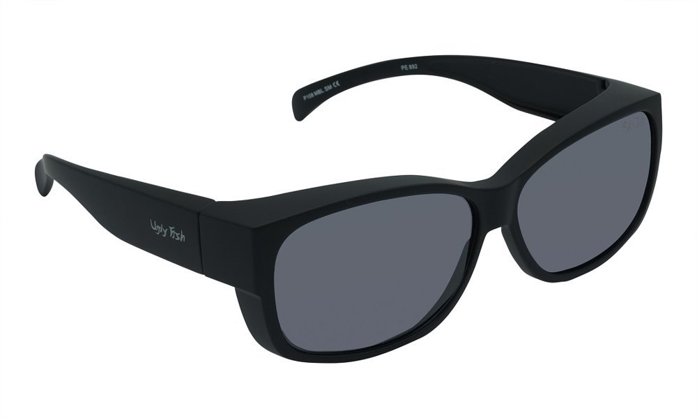 Ugly Fish P108 Polarised Fit Over Sunglasses Matte Black Frame/Smoke Lens Smaller Fit