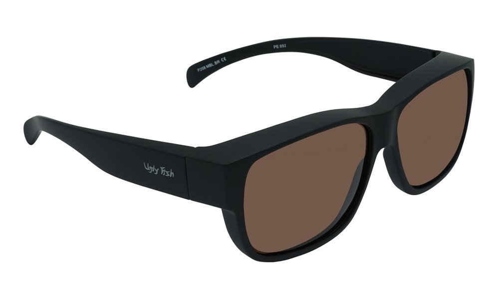 Ugly Fish P208 Polarised Fit Over Sunglasses Matte Black Frame/Brown Lens Medium Fit