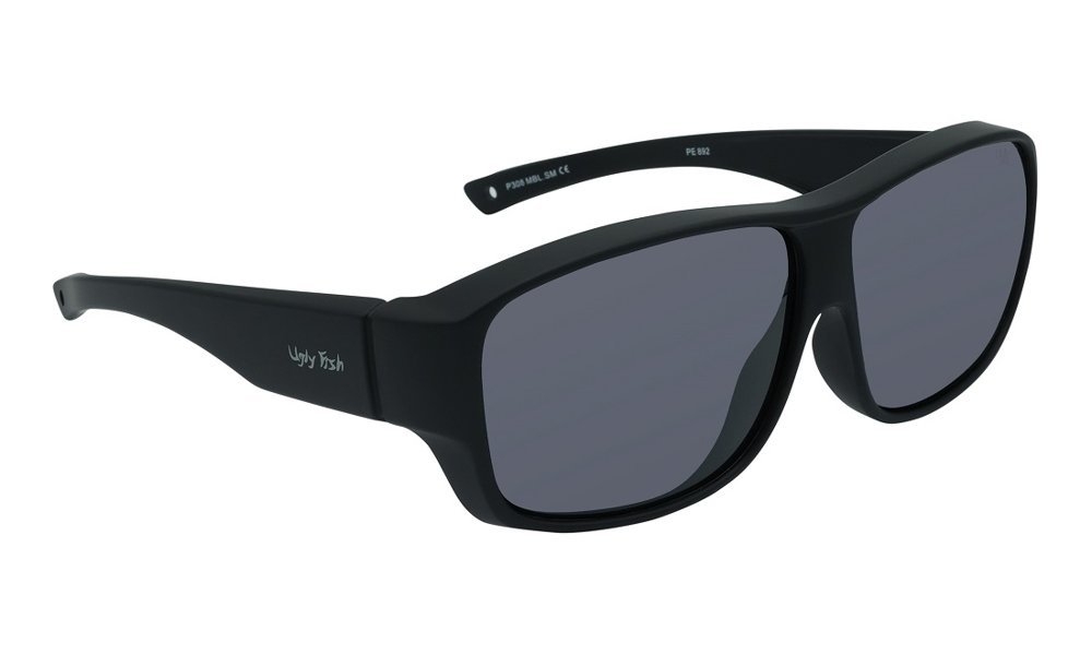 Ugly Fish P308 Polarised Fit Over Sunglasses Matte Black Frame/Smoke Lens Larger Fit