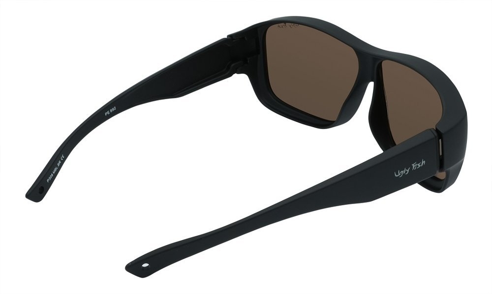 Ugly Fish P308 Polarised Fit Over Sunglasses Matte Black Frame/Brown Lens Larger Fit