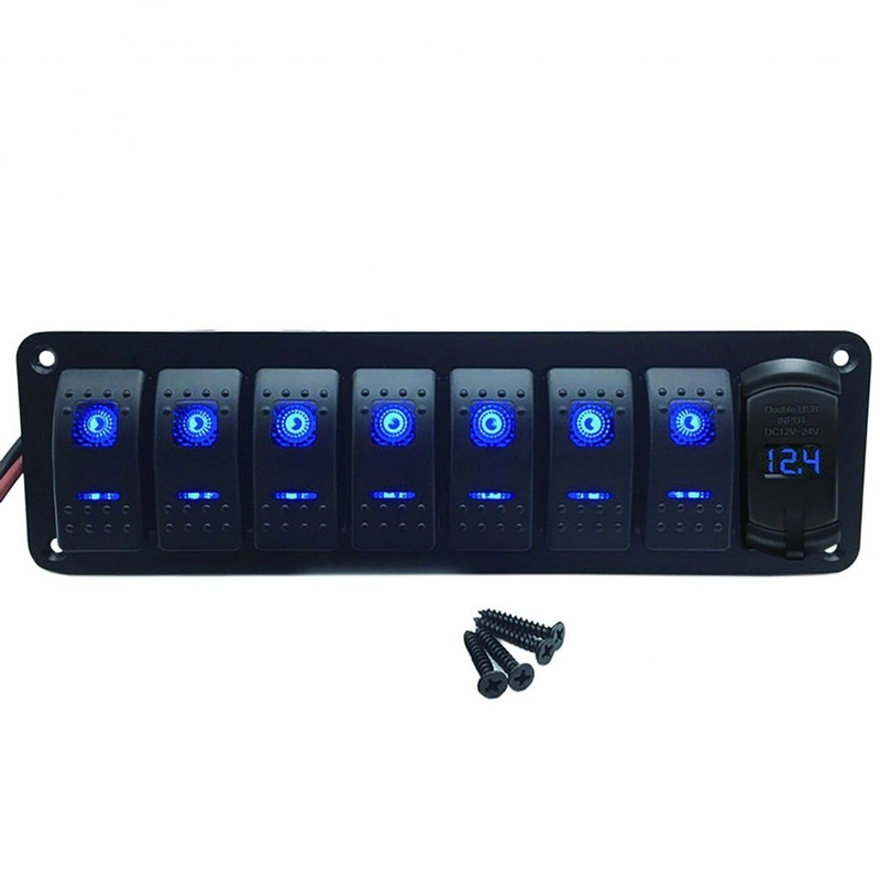 7-Gang Rocker Switch Panel with Dual USB Fast Charger 5V/4.8A - Panels ...