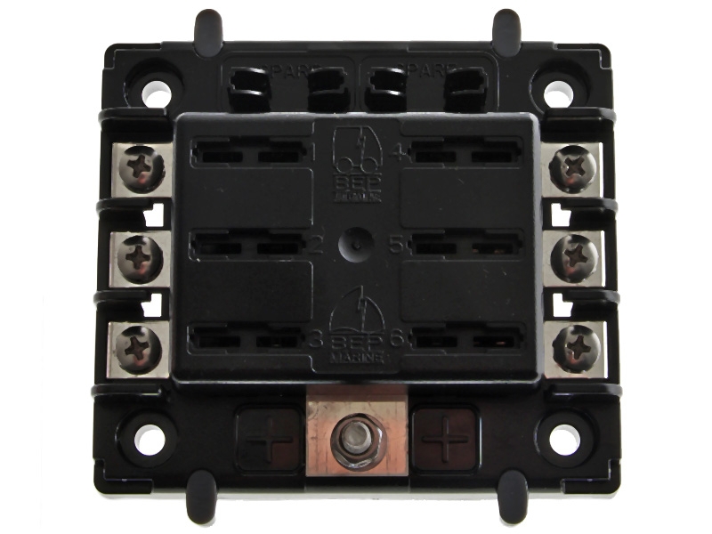 BEP ATC Six Way Fuse Holder and Screw Terminals with Cover and Link