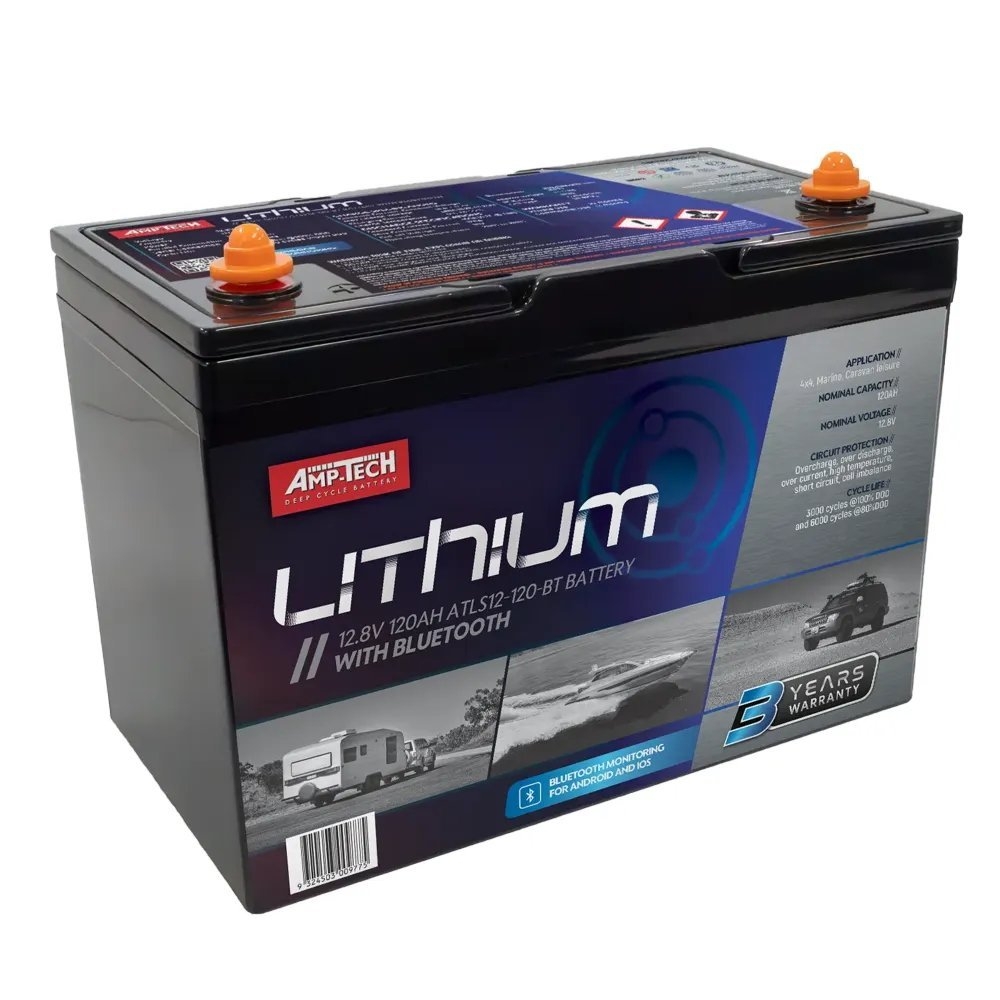 AMP-Tech ATLS12-120-BT LiFePO4 Deep Cycle Battery with Bluetooth 12V 120Ah