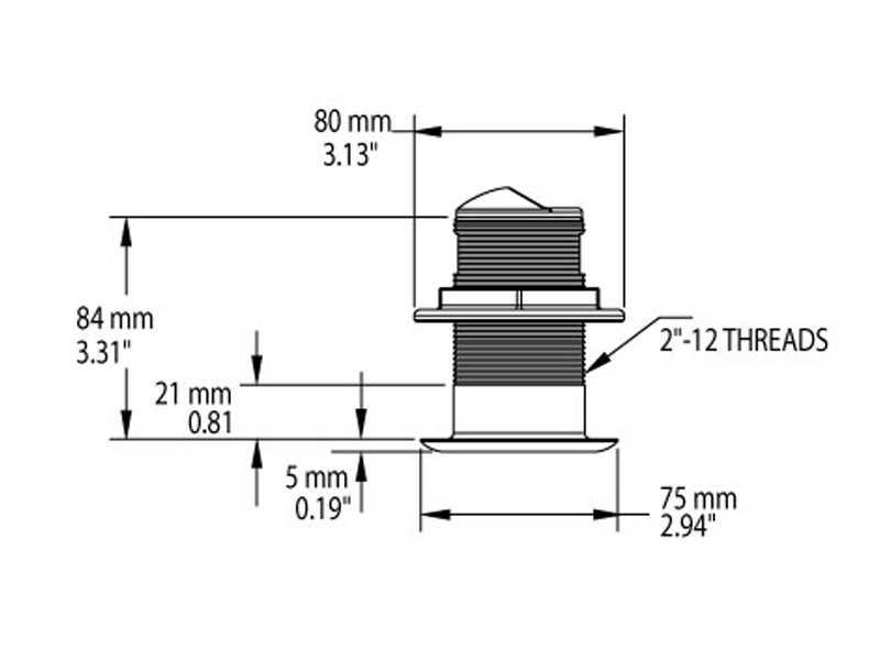 Airmar XSONIC B150M Bronze Tilted Element Thru-Hull Transducer 12-degree Tilt