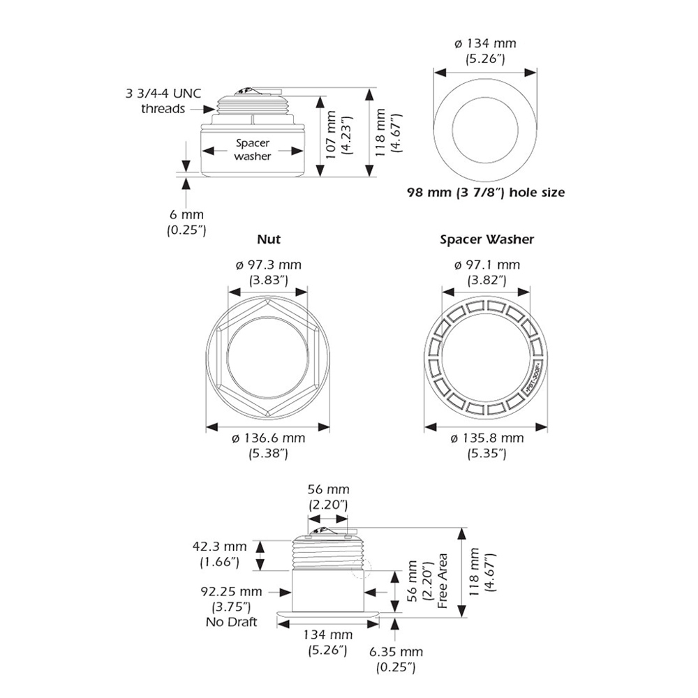 Airmar B175C-0-H-MM High Frequency CHIRP Thru-Hull 0-Degree Tilt Mix and Match