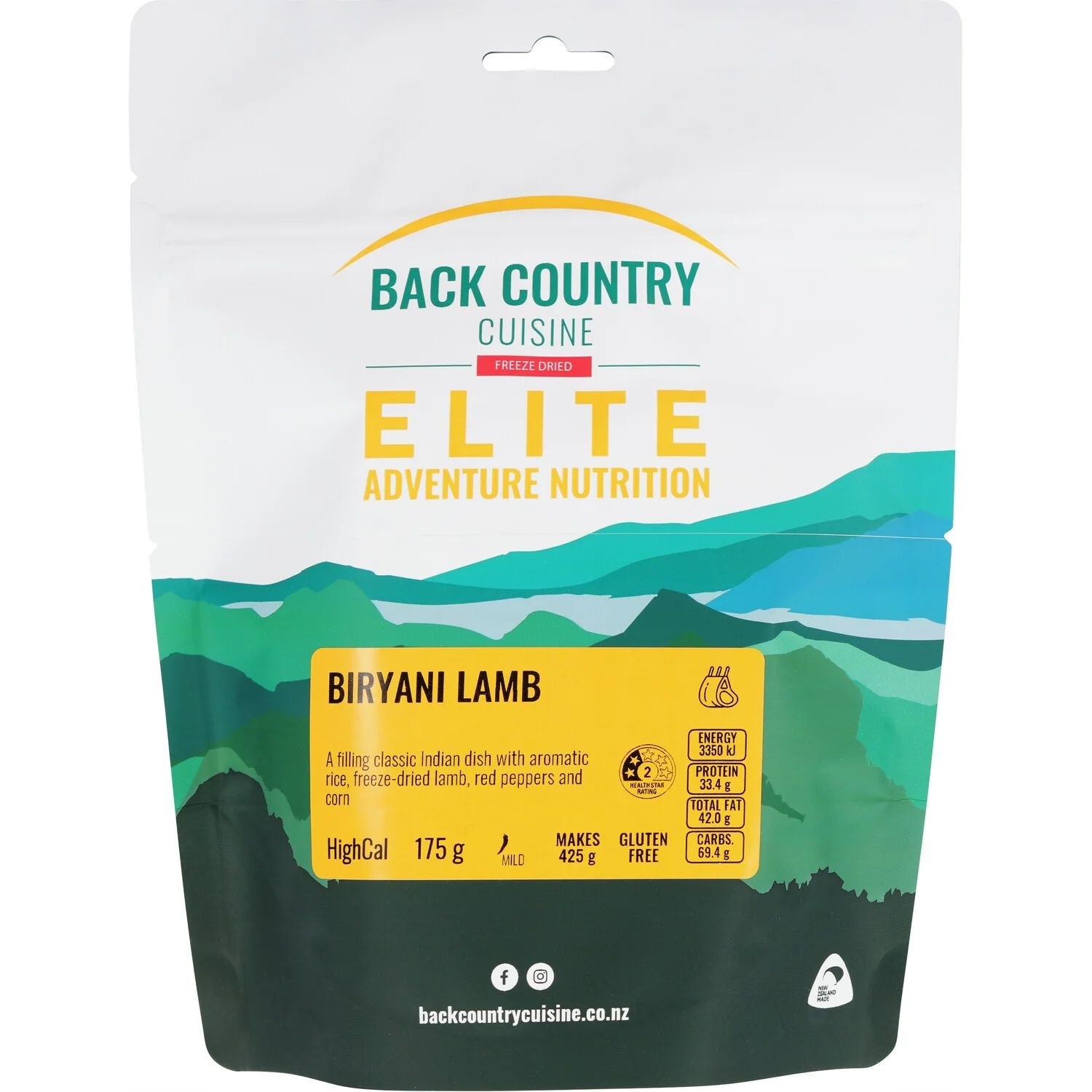 Back Country Cuisine Elite Freeze Dried Meal Biryani Lamb 175g