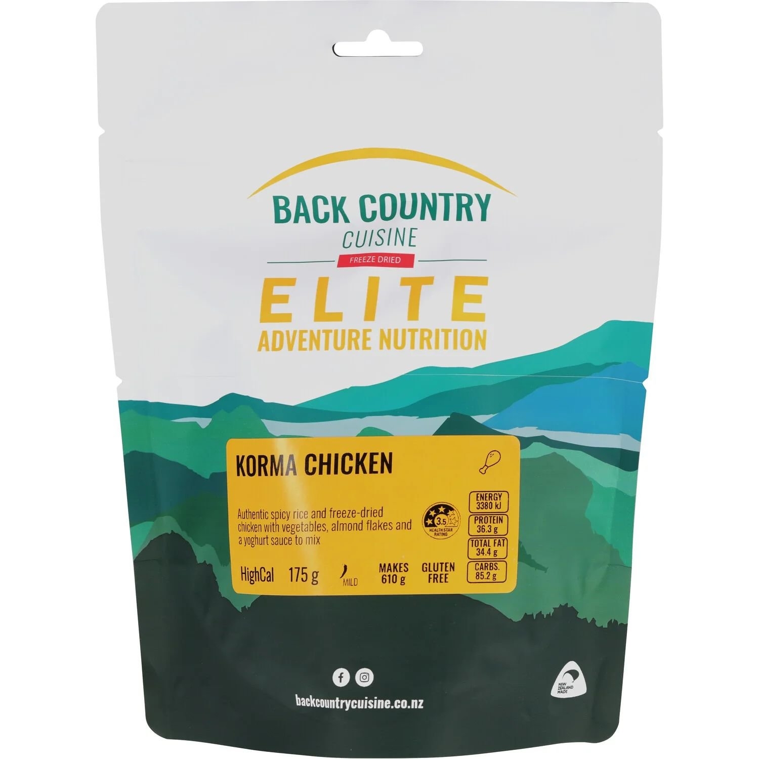 Back Country Cuisine Elite Freeze Dried Meal Korma Chicken 175g