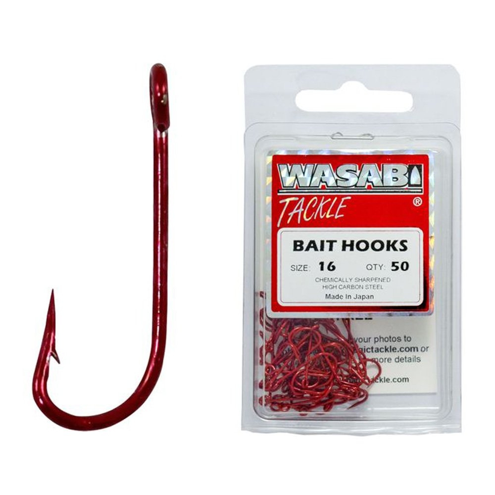 Wasabi Tackle High Carbon Red Bait Hooks