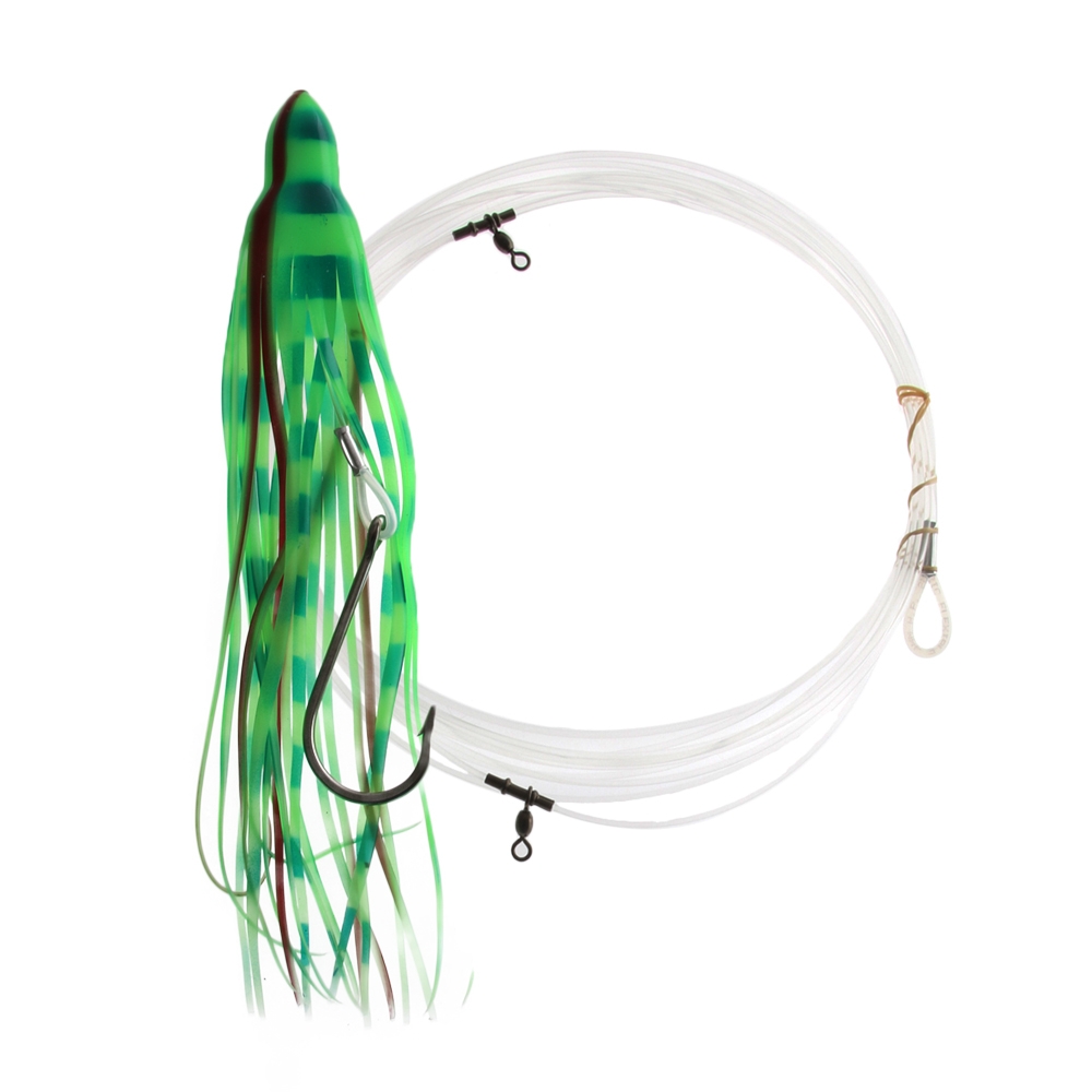 Bonze Swordfish Rig with Single J Hook and Squid Skirt Lumo