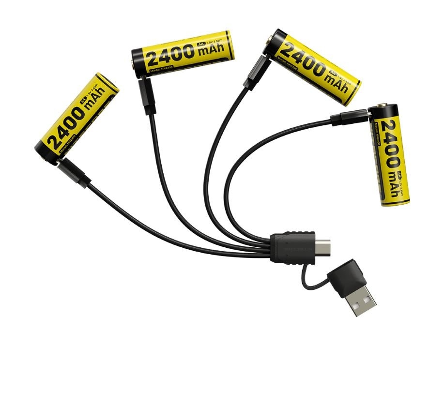 NITECORE NH2400 Rechargeable AA Li-Ion Battery 2400mAh 1.5V 4-Pack Kit
