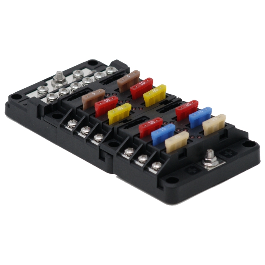 Egis Mobile Electric RT Fuse Block 12 Pos with Ground and LED Indication