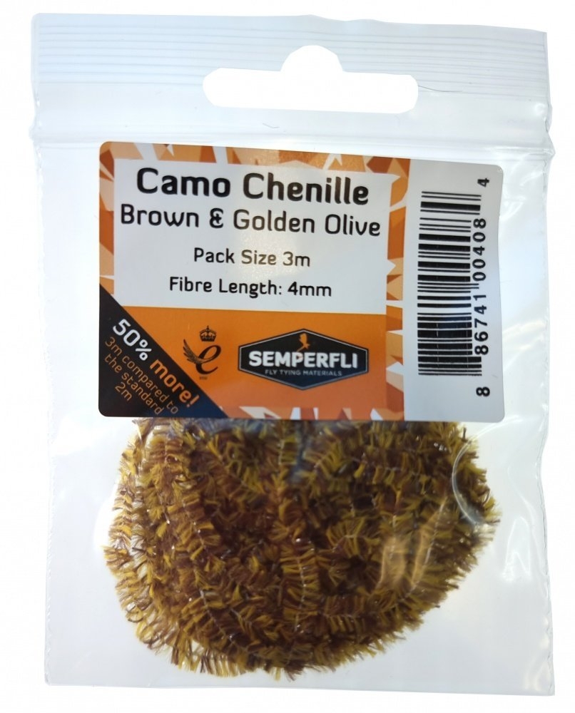 Semperfli Camo Chenille Small 4mm Brown and Golden Olive